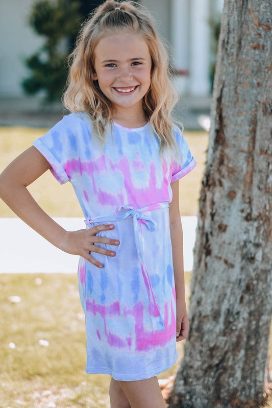 Mommy and Me Girls Tie-Dye Belted T-Shirt Dress - BABY KOUTURE