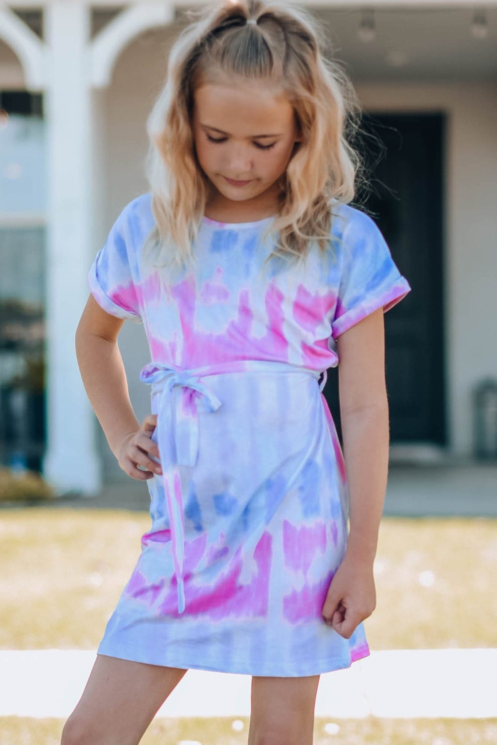 Mommy and Me Girls Tie-Dye Belted T-Shirt Dress - BABY KOUTURE